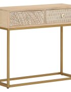 vidaXL Конзолна маса 90x30x76 cм мангово дърво масив и желязо