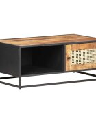 vidaXL Конзолна маса 90x50x35 cм грубо мангово дърво и тръстика