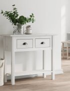 vidaXL Конзолна маса BODO бяла 91x35x74 см бор масив