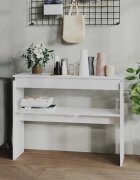 vidaXL Конзолна маса бял гланц 102x30x80 см инженерно дърво