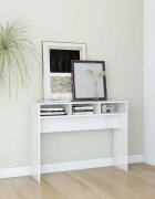 vidaXL Конзолна маса бял гланц 105x30x80 см инженерно дърво