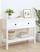vidaXL Конзолна маса бяла 100 x 35 x 75 см борово дърво масив