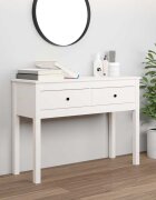 vidaXL Конзолна маса бяла 100 x 35 x 75 см борово дърво масив