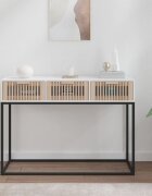 vidaXL Конзолна маса бяла 105x30x75 см инженерно дърво и желязо