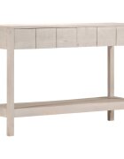 vidaXL Конзолна маса бяла 110x35x75 cм мангово дърво масив