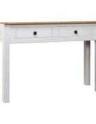 vidaXL Конзолна маса бяла 110x40x72 см бор масив стил Панама