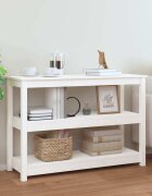 vidaXL Конзолна маса бяла 110x40x74 см борово дърво масив