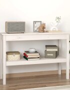 vidaXL Конзолна маса бяла 110x40x75 см борово дърво масив