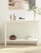 vidaXL Конзолна маса бяла 110x40x80 см борово дърво масив