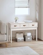 vidaXL Конзолна маса бяла 114x40x75 см борово дърво масив