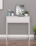vidaXL Конзолна маса бяла 72x35x75 cм стомана