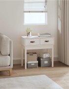 vidaXL Конзолна маса бяла 765x40x75 см борово дърво масив