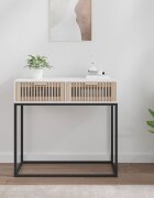 vidaXL Конзолна маса бяла 80x30x75 см инженерно дърво и желязо
