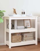 vidaXL Конзолна маса бяла 80x40x74 см борово дърво масив