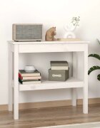 vidaXL Конзолна маса бяла 80x40x75 см борово дърво масив
