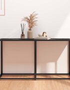 vidaXL Конзолна маса черен мрамор 140x35x755 cм закалено стъкло