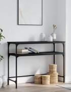 vidaXL Конзолна маса черна 100x355x75 см инженерно дърво