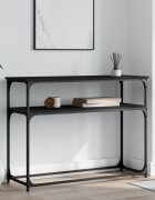vidaXL Конзолна маса черна 100x355x75 см инженерно дърво