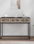 vidaXL Конзолна маса черна 105x30x75 см инженерно дърво и желязо