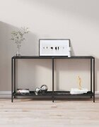 vidaXL Конзолна маса черна 140x35x755 cм закалено стъкло
