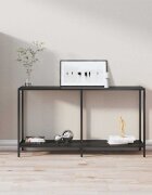 vidaXL Конзолна маса черна 140x35x755 cм закалено стъкло