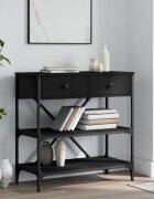 vidaXL Конзолна маса черна 75x345x75 см инженерно дърво