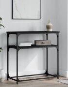 vidaXL Конзолна маса черна 75x355x75 см инженерно дърво
