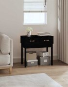 vidaXL Конзолна маса черна 765x40x75 см борово дърво масив