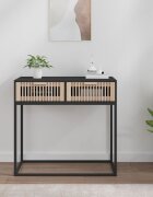 vidaXL Конзолна маса черна 80x30x75 см инженерно дърво и желязо