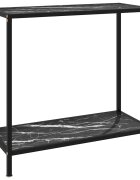 vidaXL Конзолна маса черна 80x35x75 cм закалено стъкло