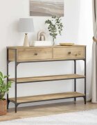 vidaXL Конзолна маса Дъб 100 x 25 x 75 см Инженерна дървесина