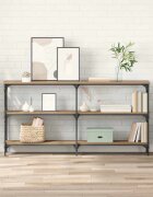 vidaXL Конзолна маса Дъб 150 x 29 x 75 см Конструирано дърво и метал.