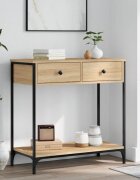 vidaXL Конзолна маса дъб сонома 75x345x75 см инженерно дърво