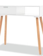 vidaXL Конзолна маса иглолистна дървесина масив 80x30x72 cм бяла