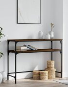 vidaXL Конзолна маса кафяв дъб 100x355x75 см инженерно дърво