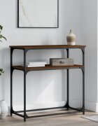 vidaXL Конзолна маса кафяв дъб 75x355x75 см инженерно дърво