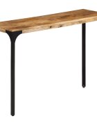 vidaXL Конзолна маса кафява 110x35x76см бор манго дърво масив и желязо