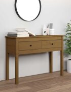 vidaXL Конзолна маса меденокафява 100x35x75 см борово дърво масив