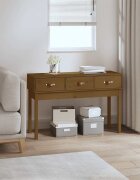 vidaXL Конзолна маса меденокафява 114x40x75 см борово дърво масив
