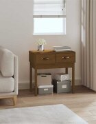 vidaXL Конзолна маса меденокафява 765x40x75 см борово дърво масив