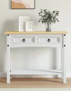 vidaXL Конзолна маса мексикански бор стил Корона бяла 90x345x73 cм
