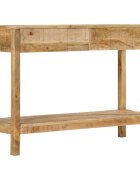 vidaXL Конзолна маса с 2 чекмеджета 110x35x75 cм мангово дърво масив