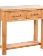 vidaXL Конзолна маса с 2 чекмеджета 83x30x73 см дъбов масив
