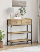 vidaXL Конзолна маса с чекмедже Дъб 72.5 x 25 x 75 см Инженерно дърво