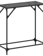 vidaXL Конзолна маса с черен стъклен плот 80x35x81 см стомана