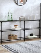 vidaXL Конзолна маса с прозрачен стъклен плот 1945x30x81 см стомана