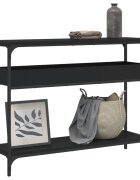vidaXL Конзолна маса с рафт черна 100x29x75 см инженерно дърво