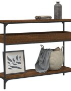 vidaXL Конзолна маса с рафт кафяв дъб 100x29x75 см инженерно дърво