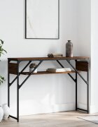 vidaXL Конзолна маса с рафт кафяв дъб 105x30x75 см инженерно дърво