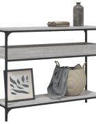 vidaXL Конзолна маса с рафт сив сонома 100x29x75 см инженерно дърво